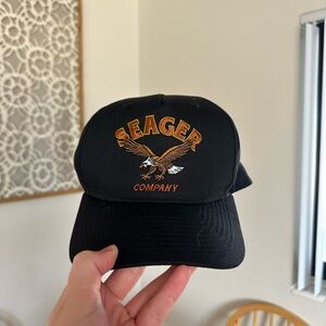 Seager Black Cap with Eagle Embroidery